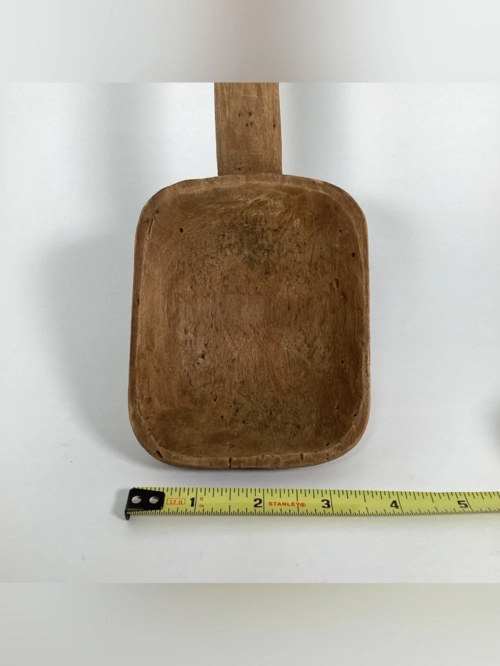 Antique Primitive Large 15 in. Wooden Spoon With Hook Hand Carved Unique